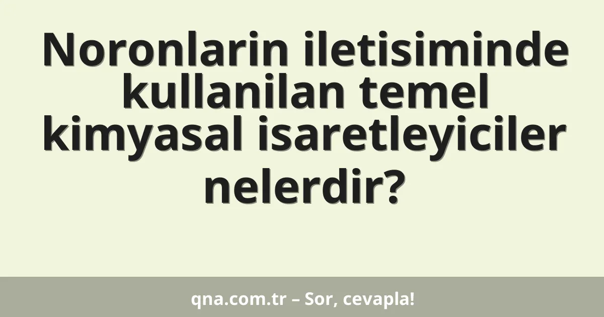 Noronlarin iletisiminde kullanilan temel kimyasal isaretleyiciler nelerdir?