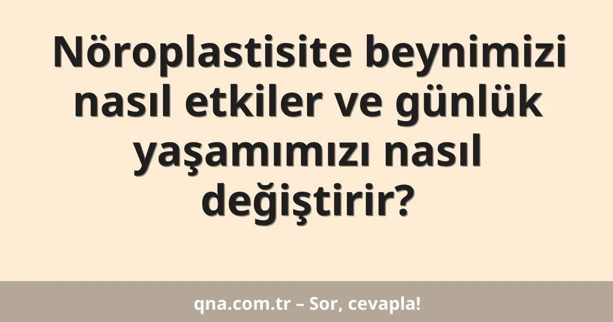 Nöroplastisite beynimizi nasıl etkiler ve günlük yaşamımızı nasıl değiştirir?