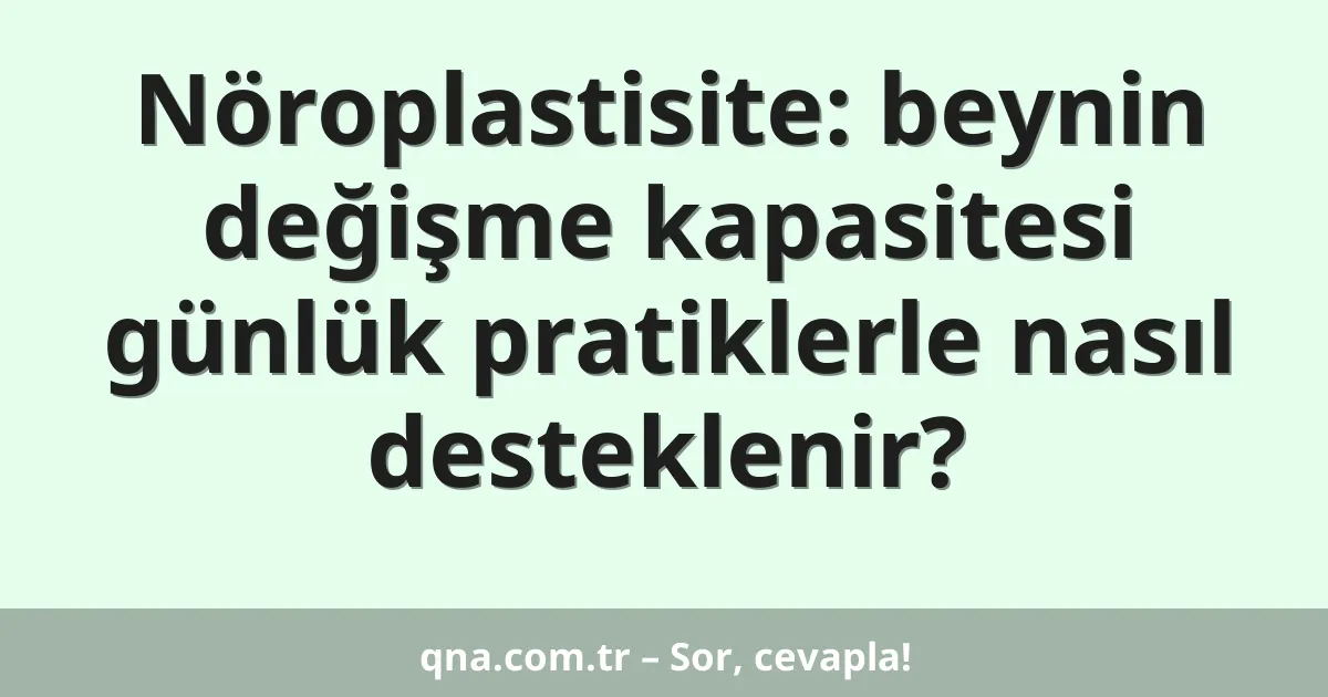 Nöroplastisite: beynin değişme kapasitesi günlük pratiklerle nasıl desteklenir?