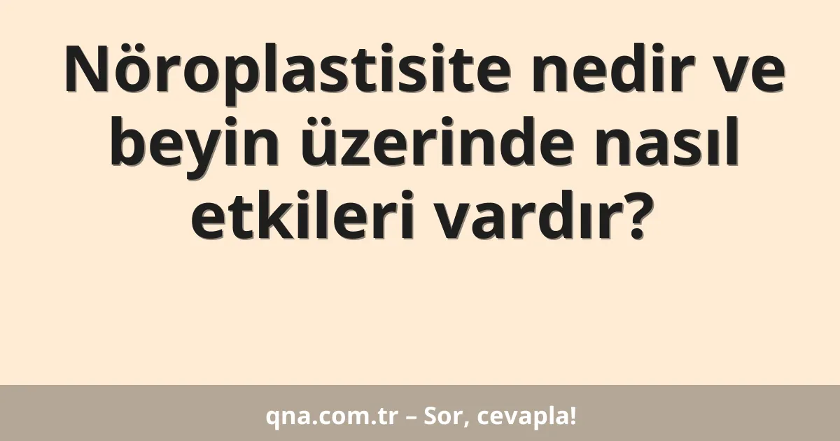 Nöroplastisite nedir ve beyin üzerinde nasıl etkileri vardır?