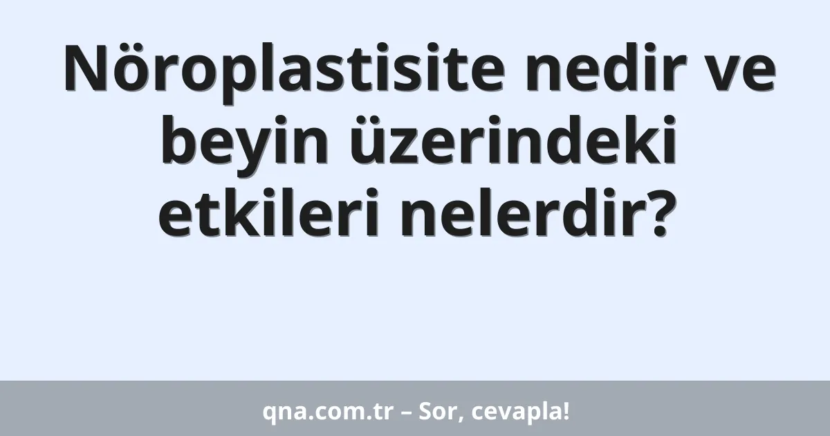 Nöroplastisite nedir ve beyin üzerindeki etkileri nelerdir?
