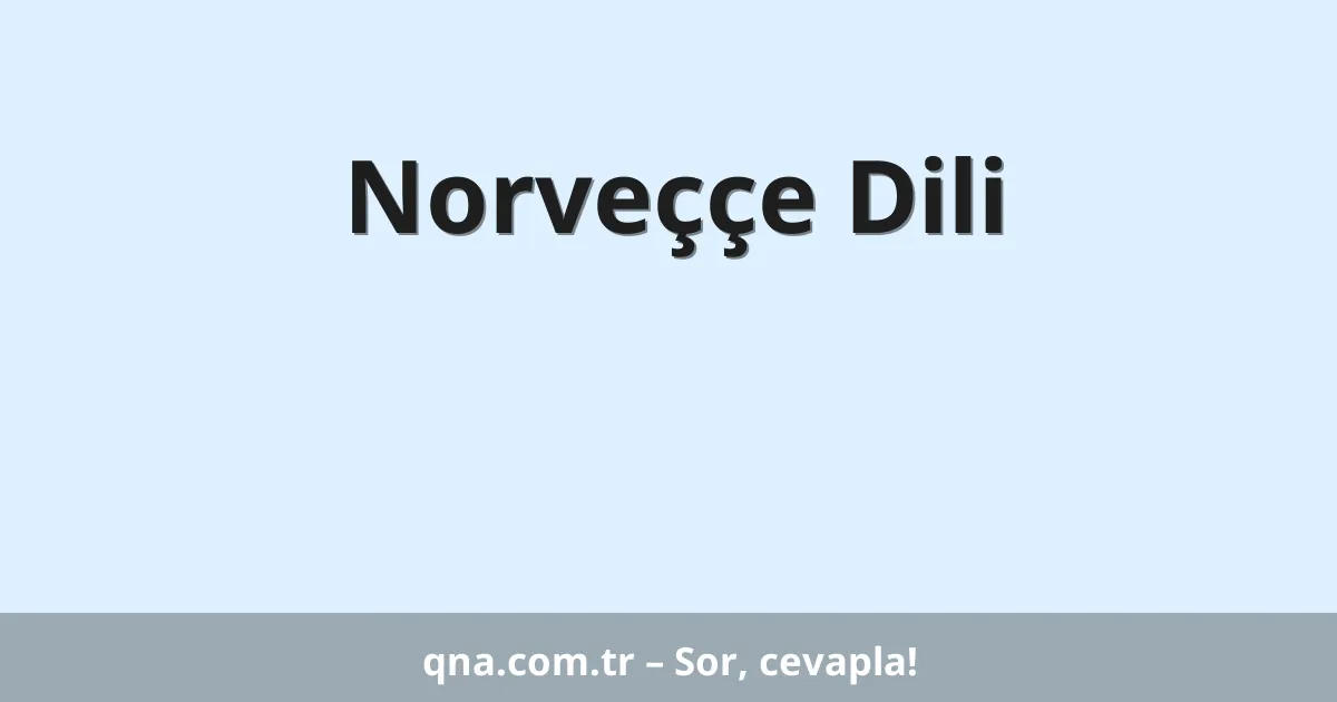 Norveççe Dili