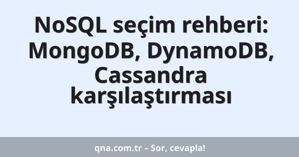 NoSQL seçim rehberi: MongoDB, DynamoDB, Cassandra karşılaştırması