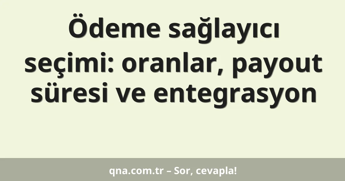 Ödeme sağlayıcı seçimi: oranlar, payout süresi ve entegrasyon
