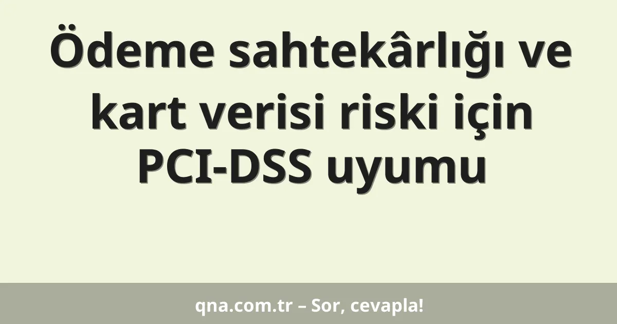 Ödeme sahtekârlığı ve kart verisi riski için PCI-DSS uyumu