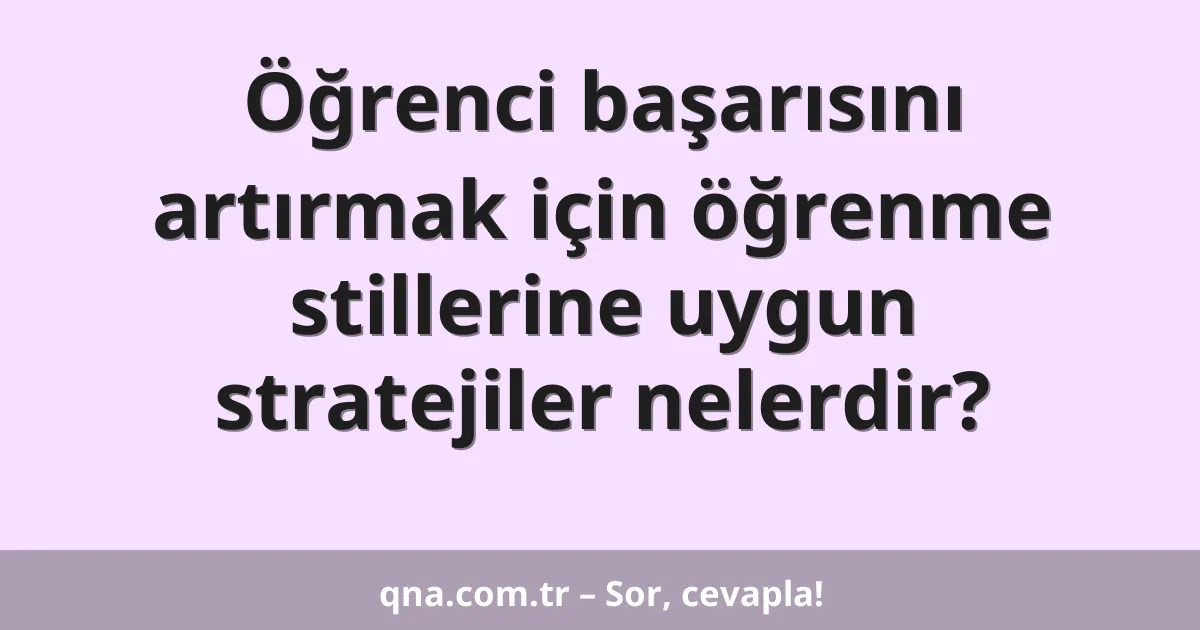 Öğrenci başarısını artırmak için öğrenme stillerine uygun stratejiler nelerdir?