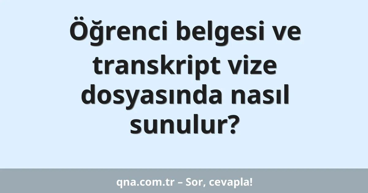 Öğrenci belgesi ve transkript vize dosyasında nasıl sunulur?