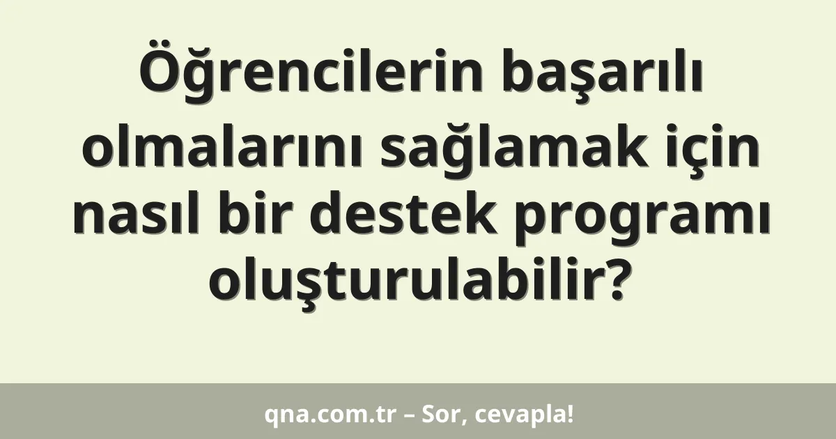 Öğrencilerin başarılı olmalarını sağlamak için nasıl bir destek programı oluşturulabilir?