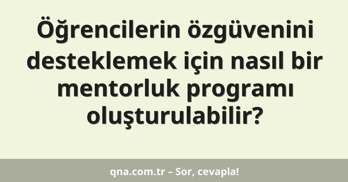 Öğrencilerin özgüvenini desteklemek için nasıl bir mentorluk programı oluşturulabilir?