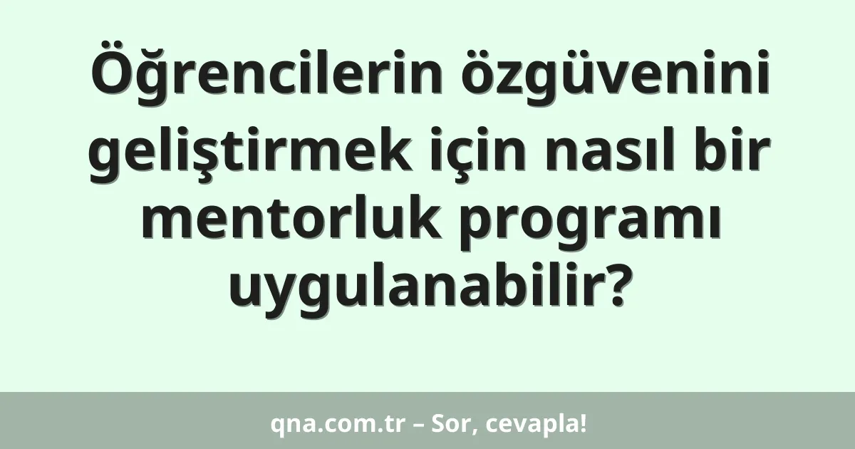 Öğrencilerin özgüvenini geliştirmek için nasıl bir mentorluk programı uygulanabilir?