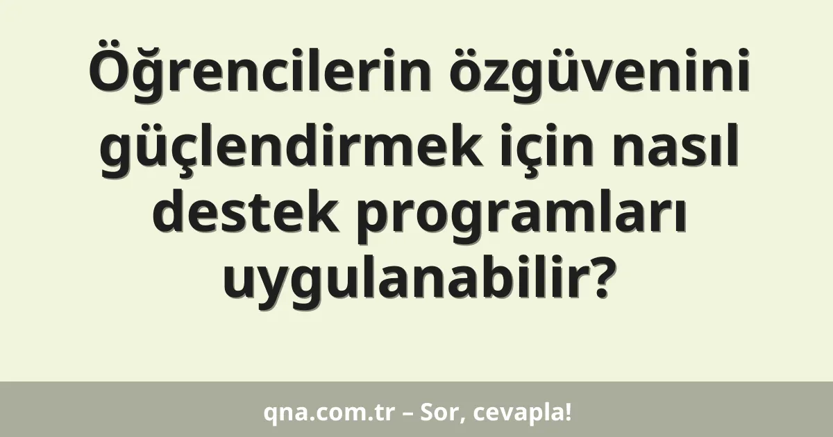 Öğrencilerin özgüvenini güçlendirmek için nasıl destek programları uygulanabilir?