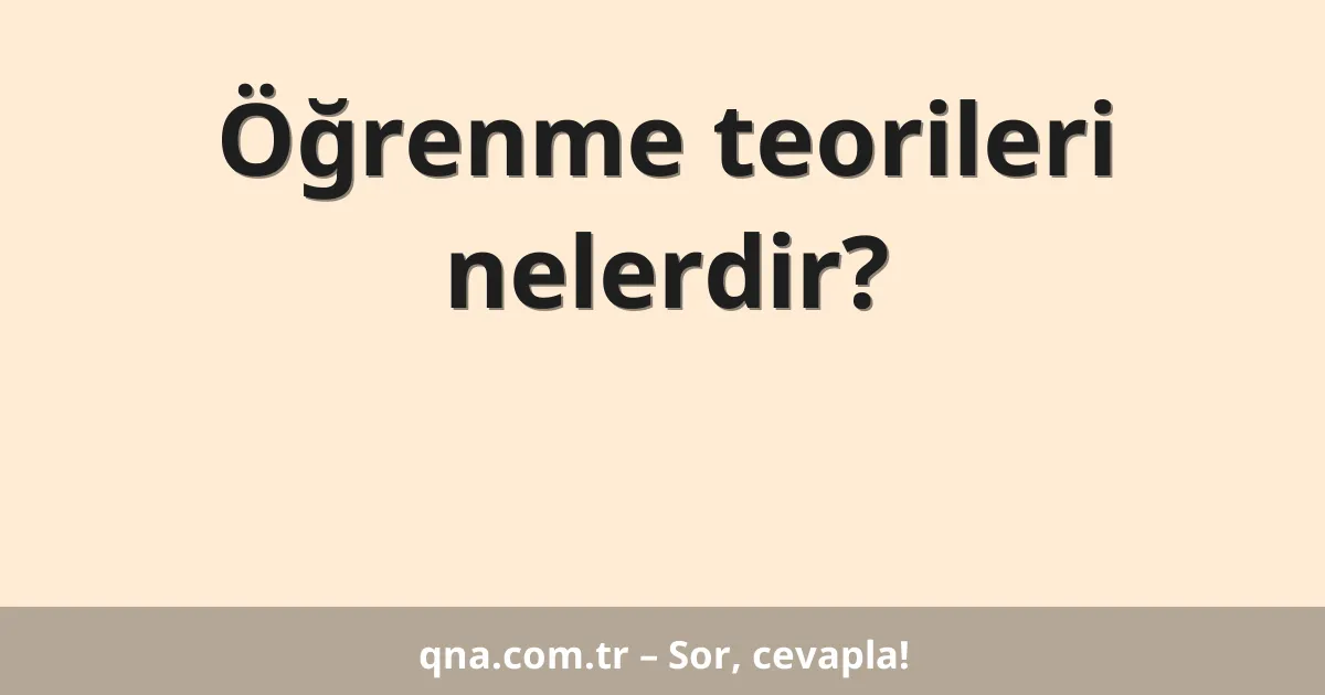 Öğrenme teorileri nelerdir?