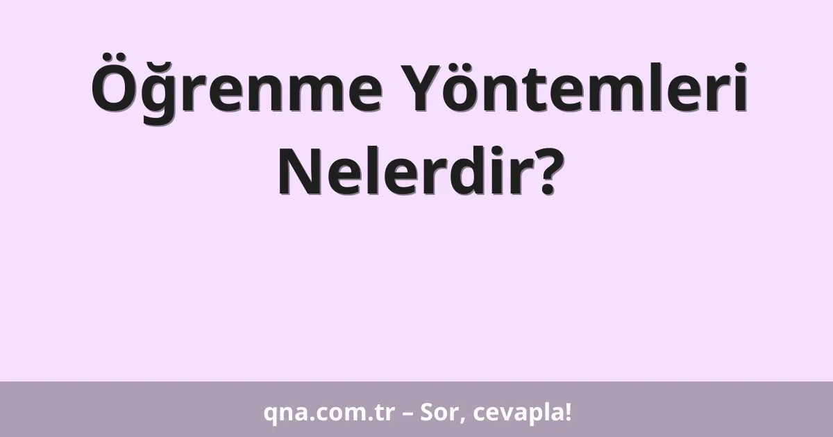 Öğrenme Yöntemleri Nelerdir?