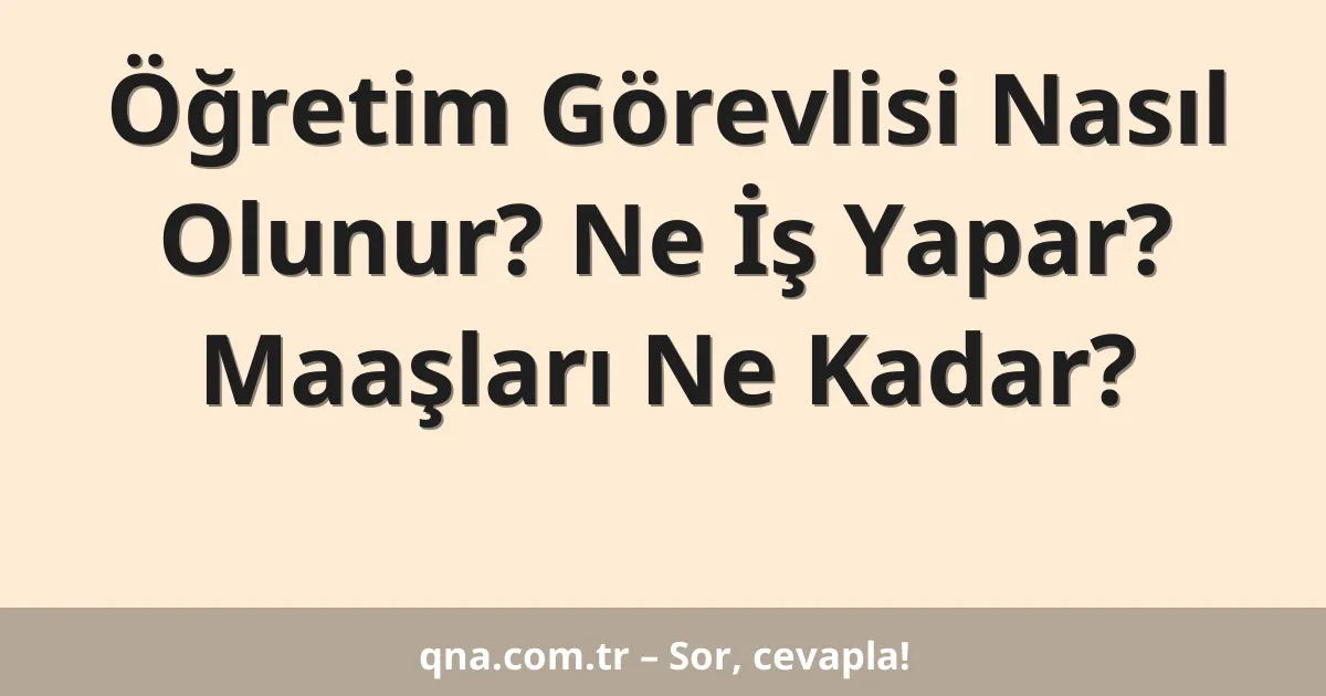 Öğretim Görevlisi Nasıl Olunur? Ne İş Yapar? Maaşları Ne Kadar?