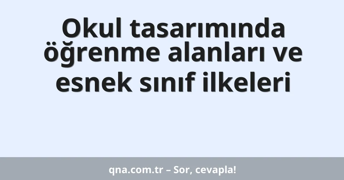 Okul tasarımında öğrenme alanları ve esnek sınıf ilkeleri
