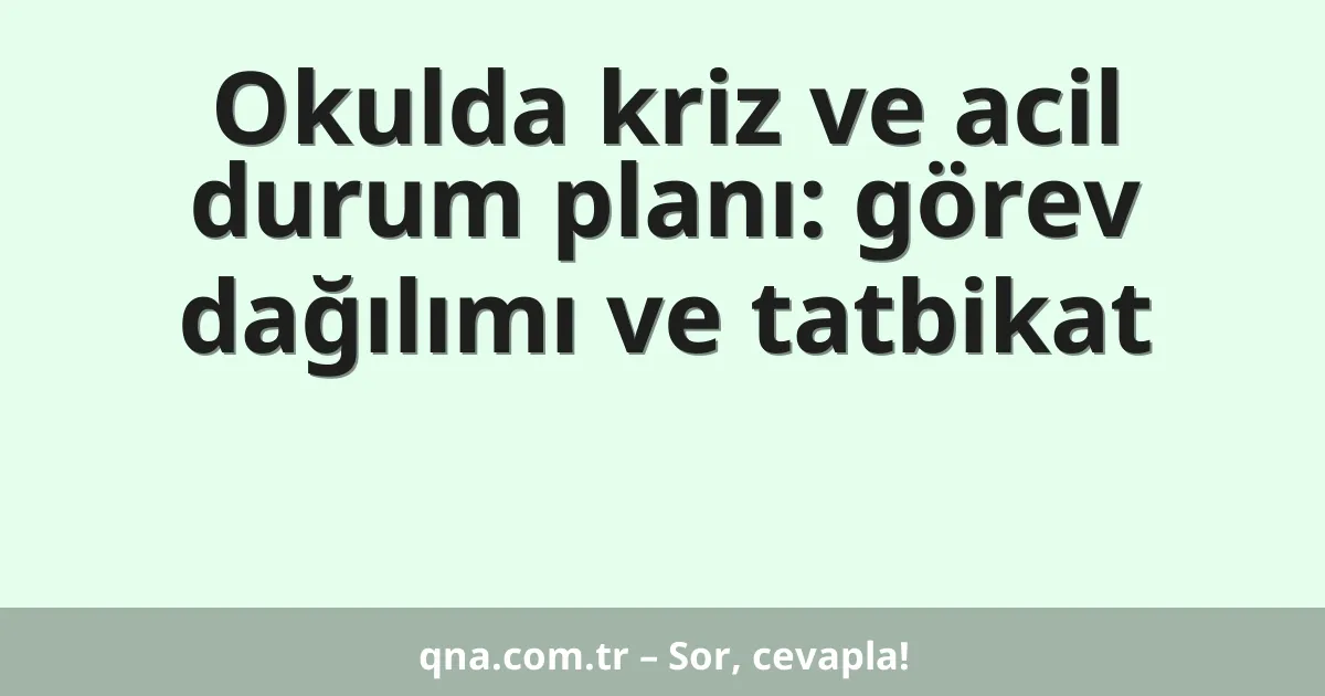 Okulda kriz ve acil durum planı: görev dağılımı ve tatbikat