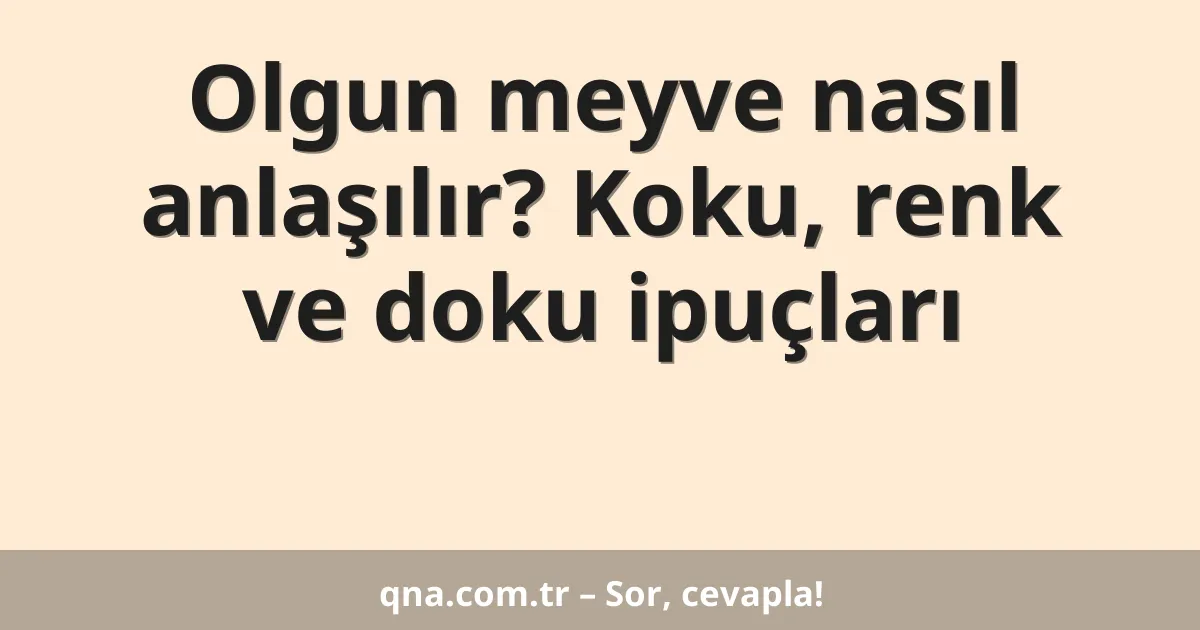 Olgun meyve nasıl anlaşılır? Koku, renk ve doku ipuçları