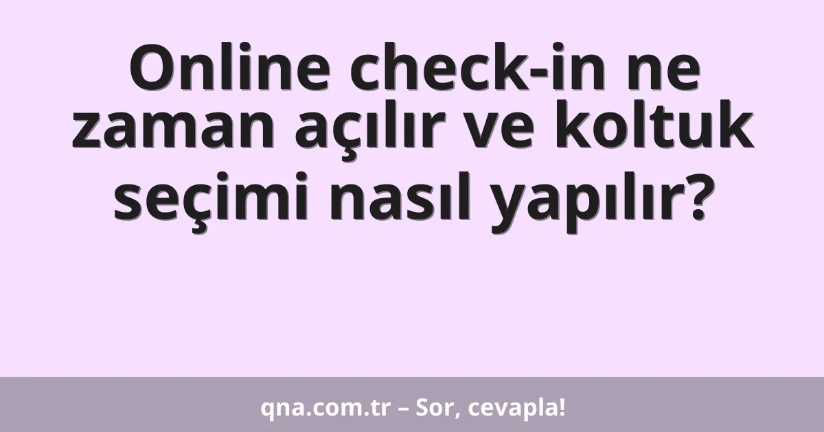 Online check-in ne zaman açılır ve koltuk seçimi nasıl yapılır?