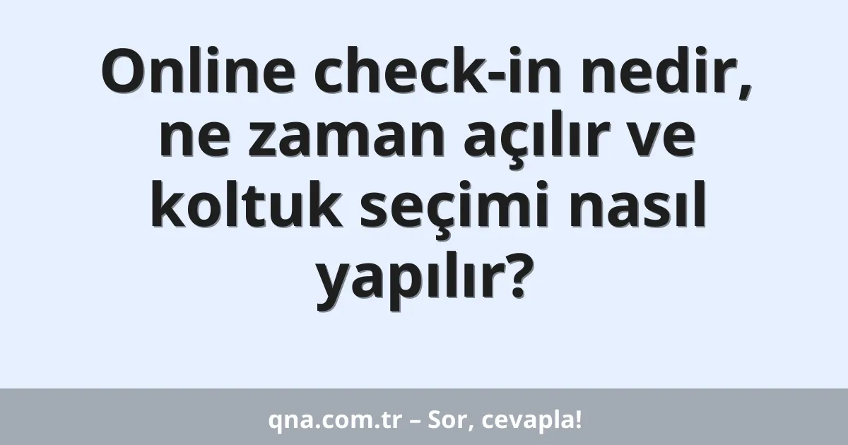 Online check-in nedir, ne zaman açılır ve koltuk seçimi nasıl yapılır?