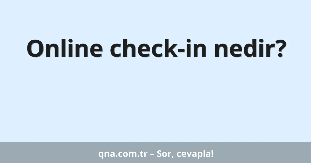 Online check-in nedir?