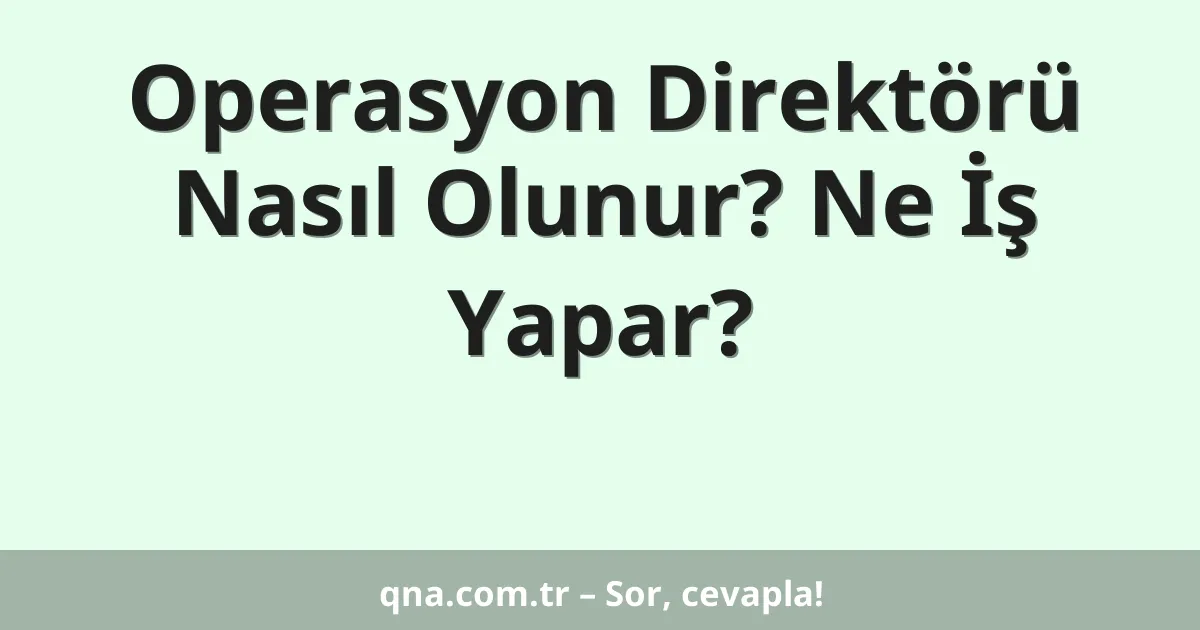 Operasyon Direktörü Nasıl Olunur? Ne İş Yapar?