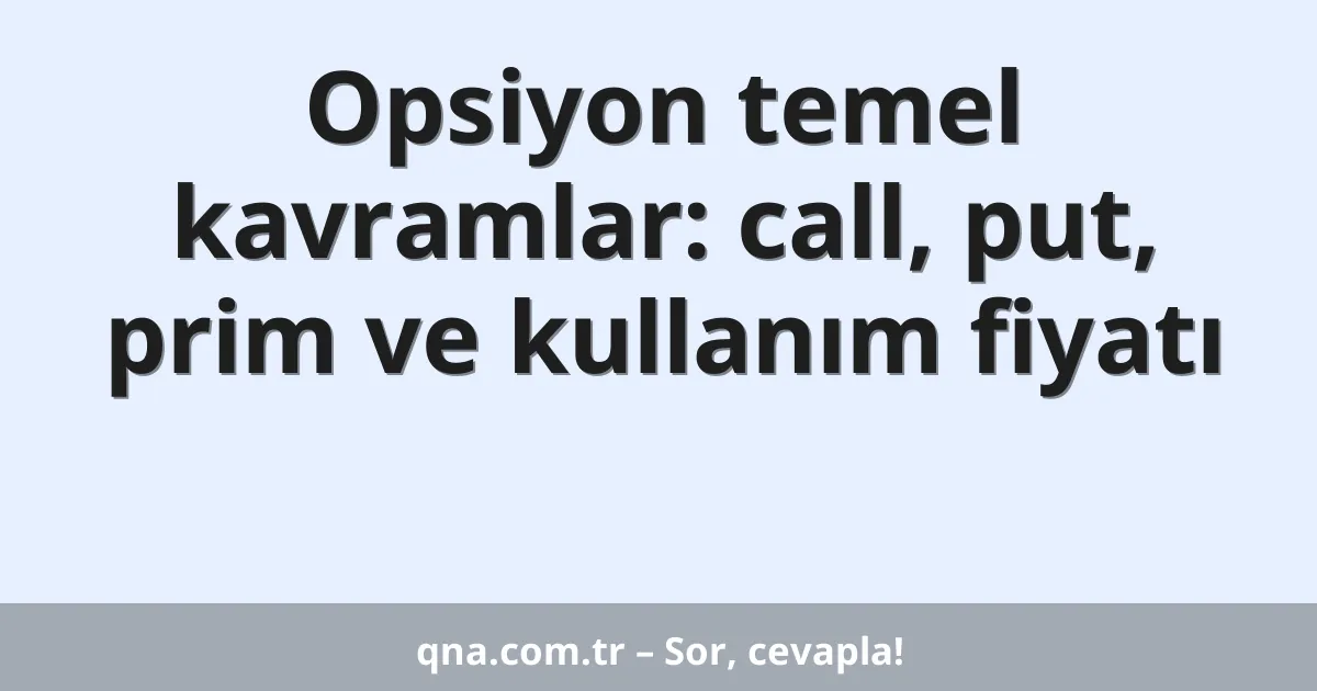 Opsiyon temel kavramlar: call, put, prim ve kullanım fiyatı