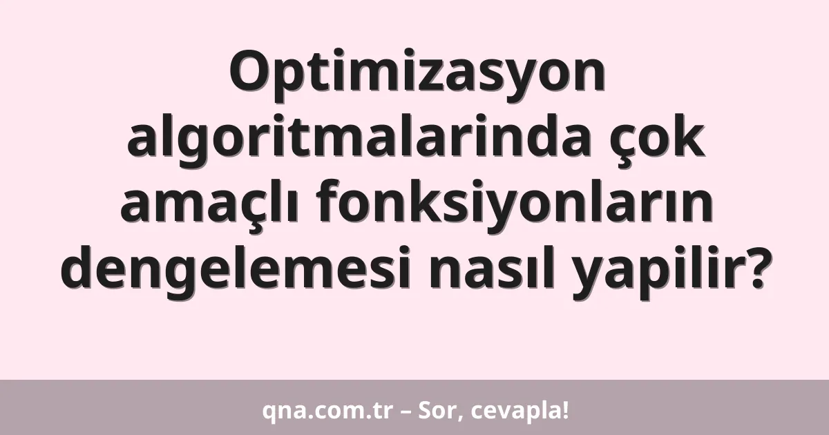Optimizasyon algoritmalarinda çok amaçlı fonksiyonların dengelemesi nasıl yapilir?