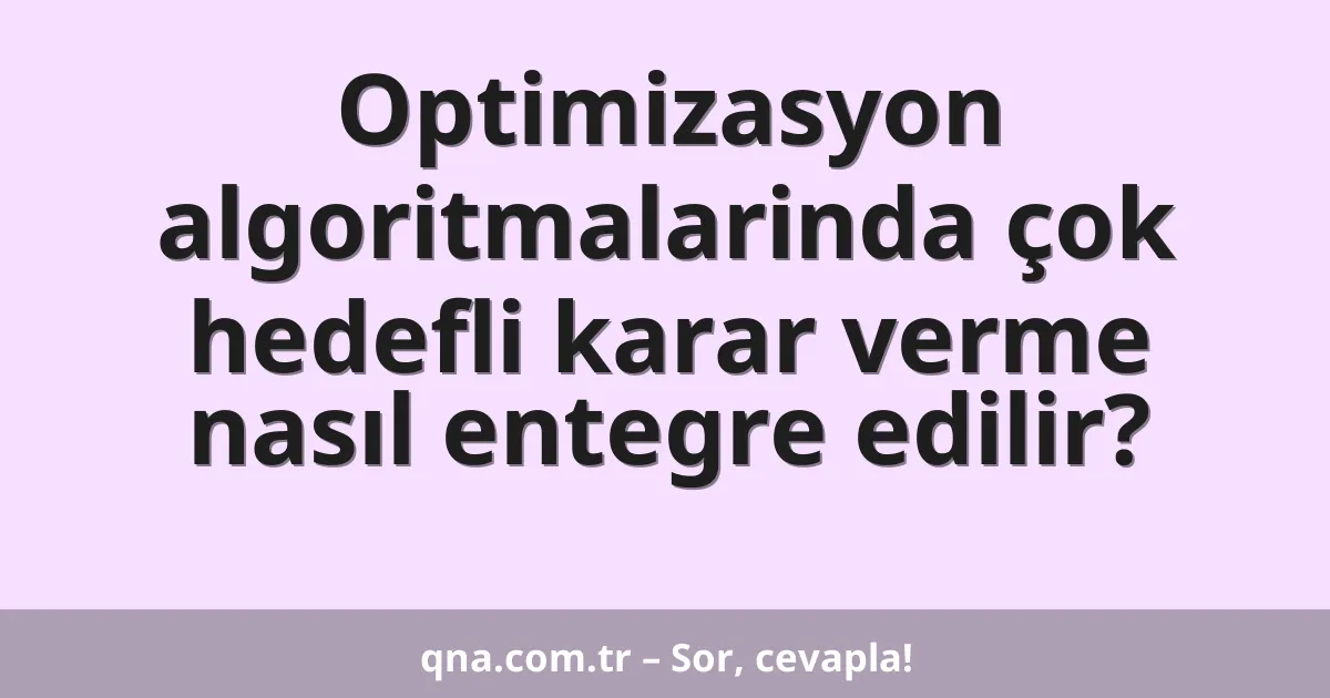 Optimizasyon algoritmalarinda çok hedefli karar verme nasıl entegre edilir?
