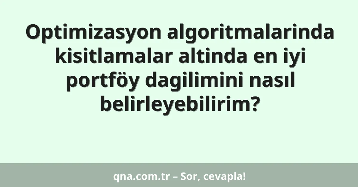Optimizasyon algoritmalarinda kisitlamalar altinda en iyi portföy dagilimini nasıl belirleyebilirim?