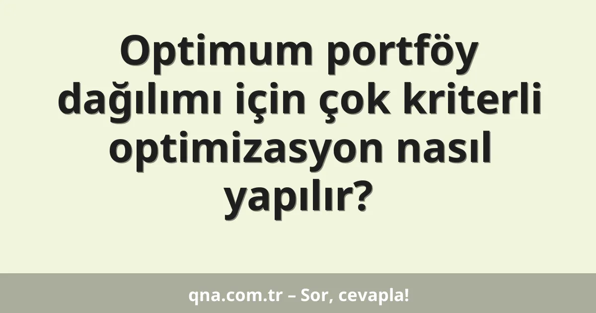 Optimum portföy dağılımı için çok kriterli optimizasyon nasıl yapılır?