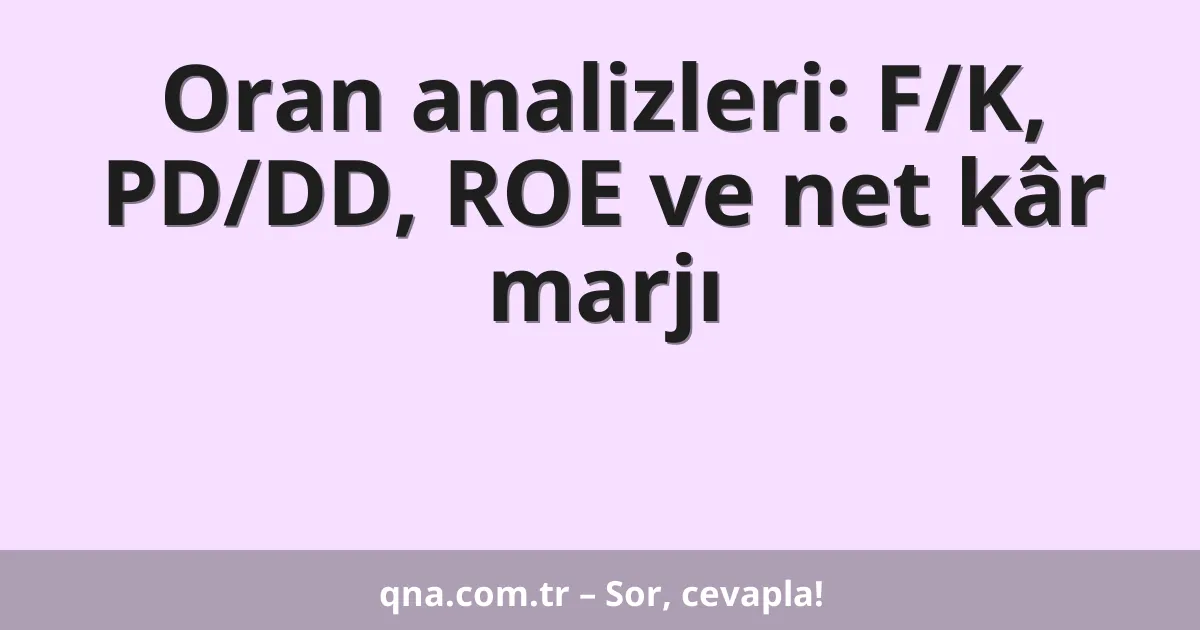 Oran analizleri: F/K, PD/DD, ROE ve net kâr marjı