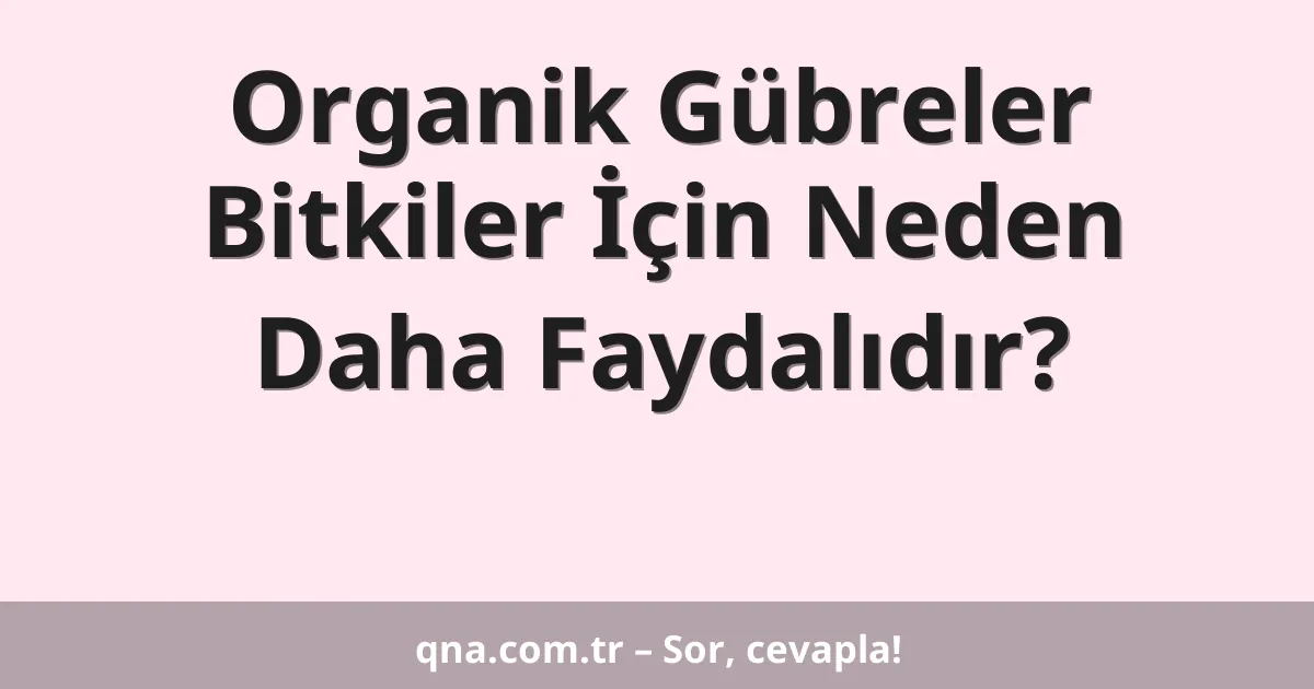 Organik Gübreler Bitkiler İçin Neden Daha Faydalıdır?