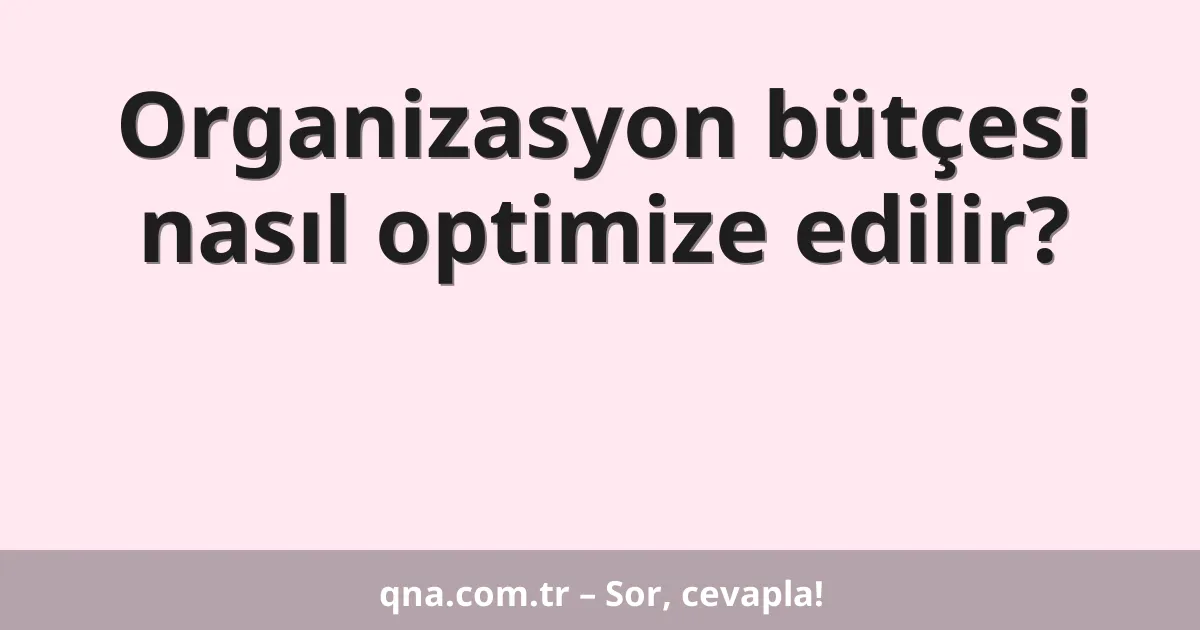 Organizasyon bütçesi nasıl optimize edilir?