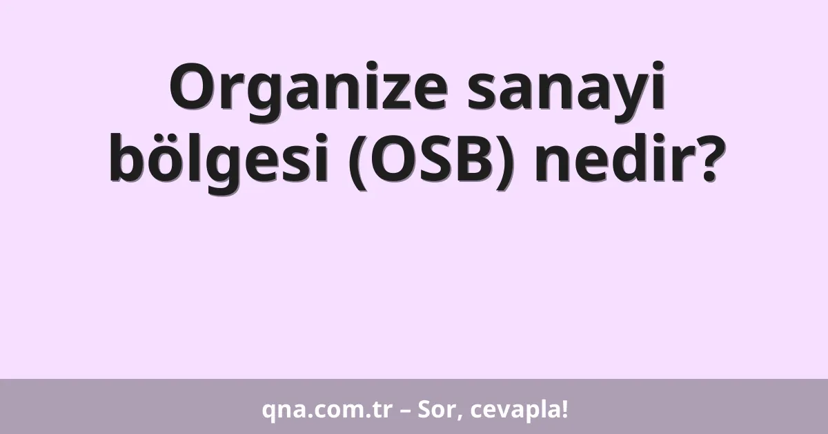 Organize sanayi bölgesi (OSB) nedir?