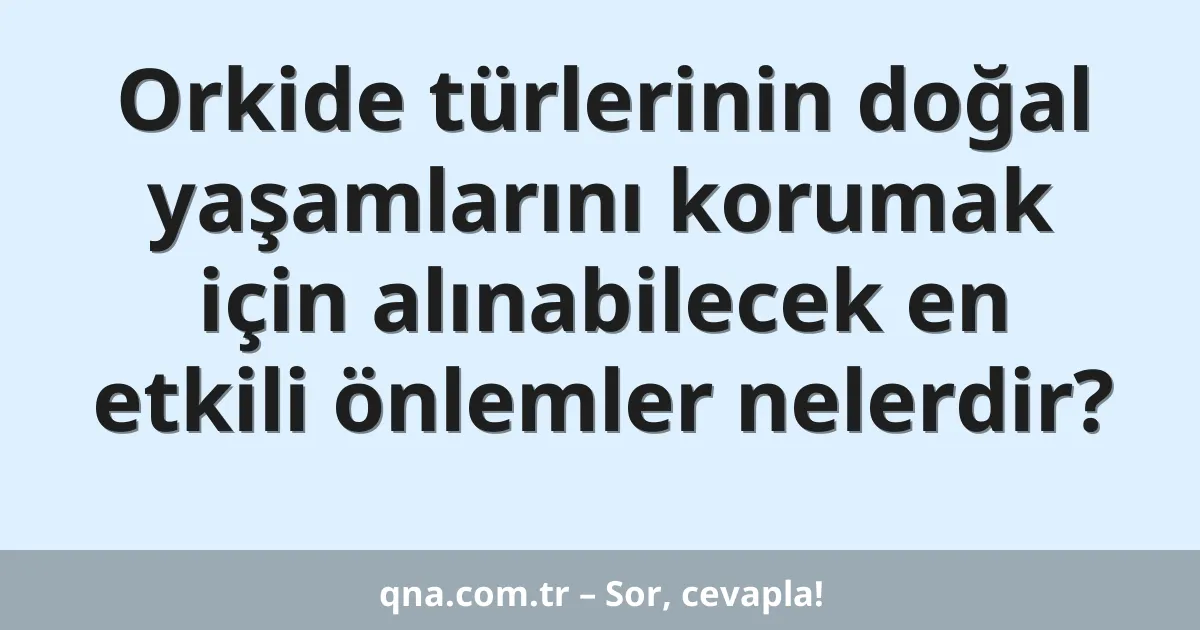 Orkide türlerinin doğal yaşamlarını korumak için alınabilecek en etkili önlemler nelerdir?