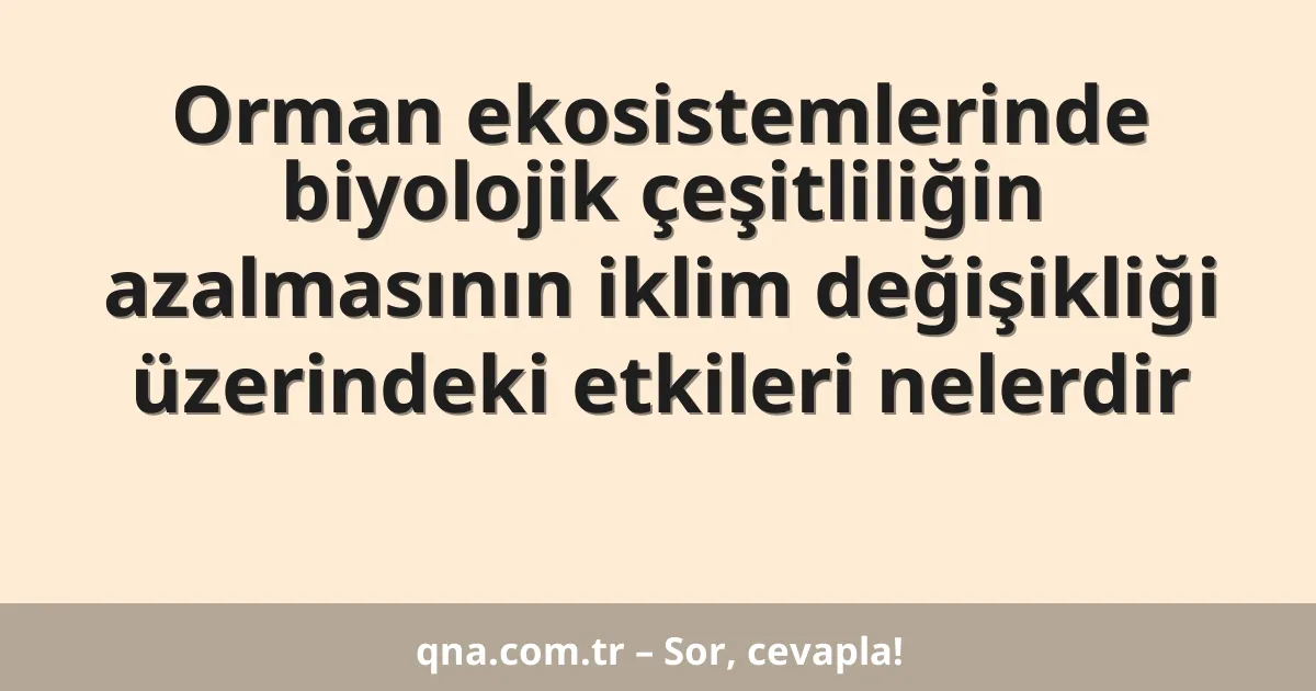Orman ekosistemlerinde biyolojik çeşitliliğin azalmasının iklim değişikliği üzerindeki etkileri nelerdir