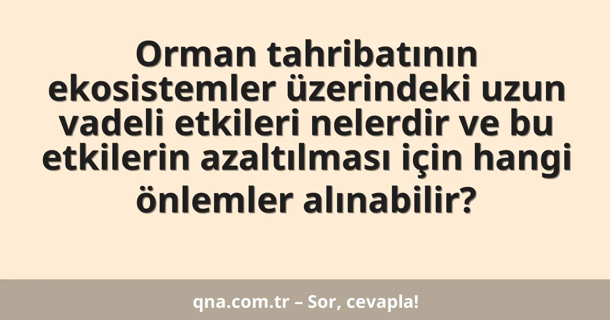 Orman tahribatının ekosistemler üzerindeki uzun vadeli etkileri nelerdir ve bu etkilerin azaltılması için hangi önlemler alınabilir?