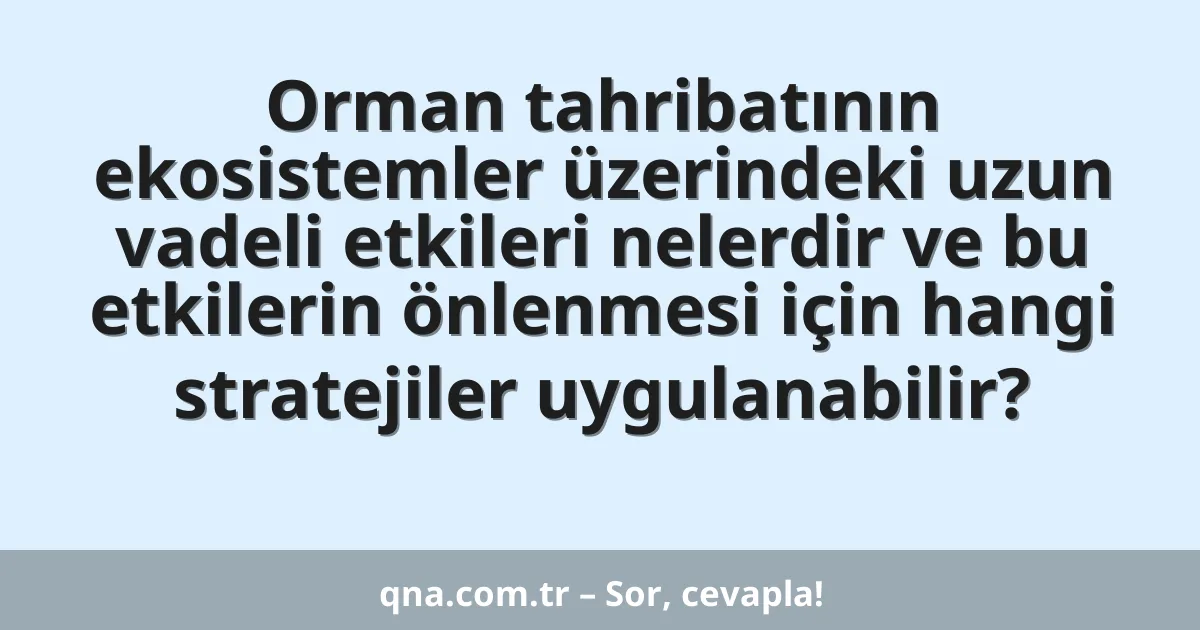Orman tahribatının ekosistemler üzerindeki uzun vadeli etkileri nelerdir ve bu etkilerin önlenmesi için hangi stratejiler uygulanabilir?