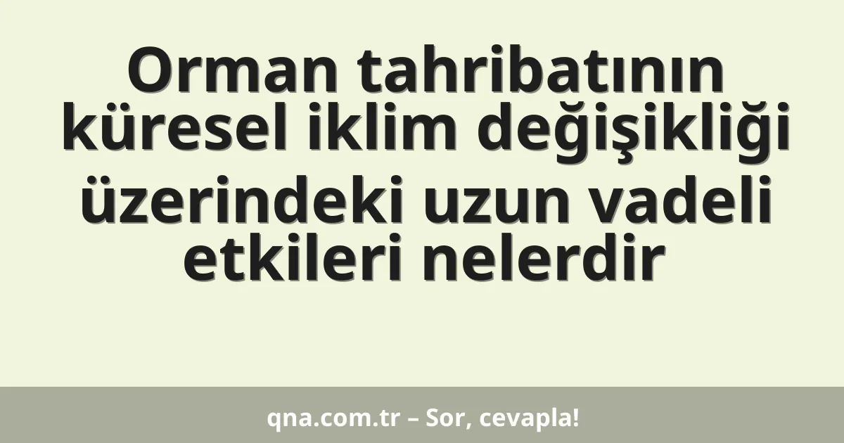 Orman tahribatının küresel iklim değişikliği üzerindeki uzun vadeli etkileri nelerdir