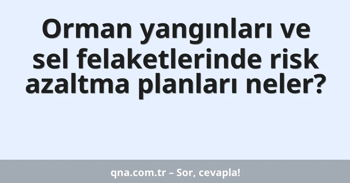 Orman yangınları ve sel felaketlerinde risk azaltma planları neler?