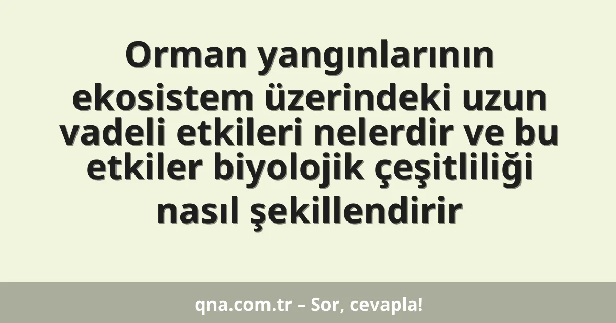 Orman yangınlarının ekosistem üzerindeki uzun vadeli etkileri nelerdir ve bu etkiler biyolojik çeşitliliği nasıl şekillendirir