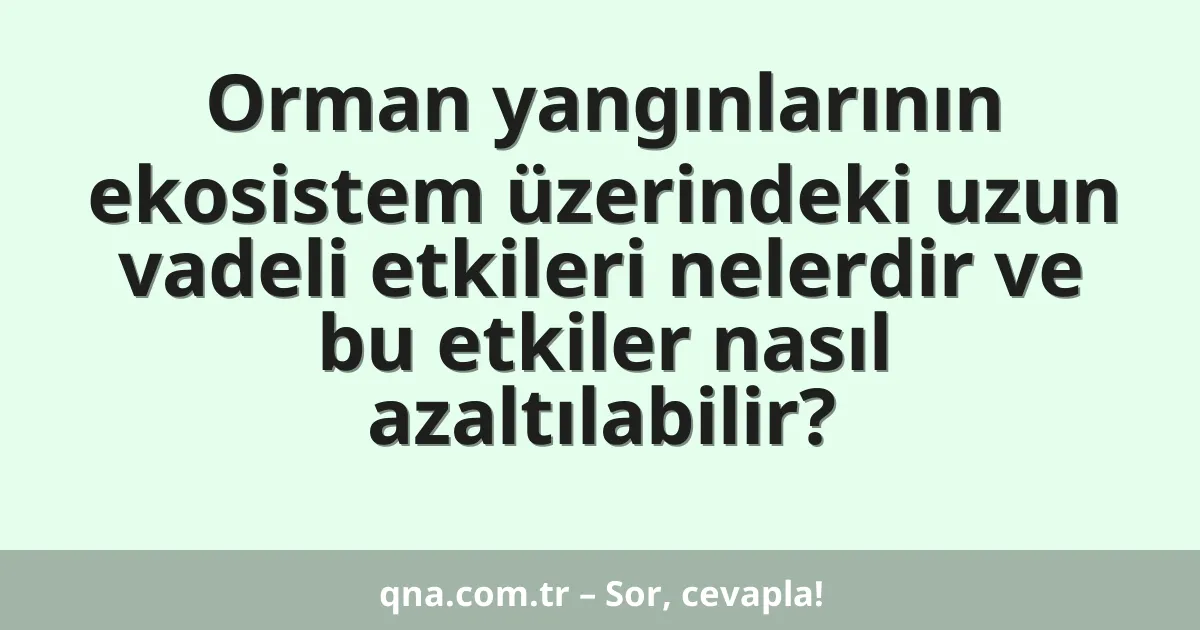 Orman yangınlarının ekosistem üzerindeki uzun vadeli etkileri nelerdir ve bu etkiler nasıl azaltılabilir?