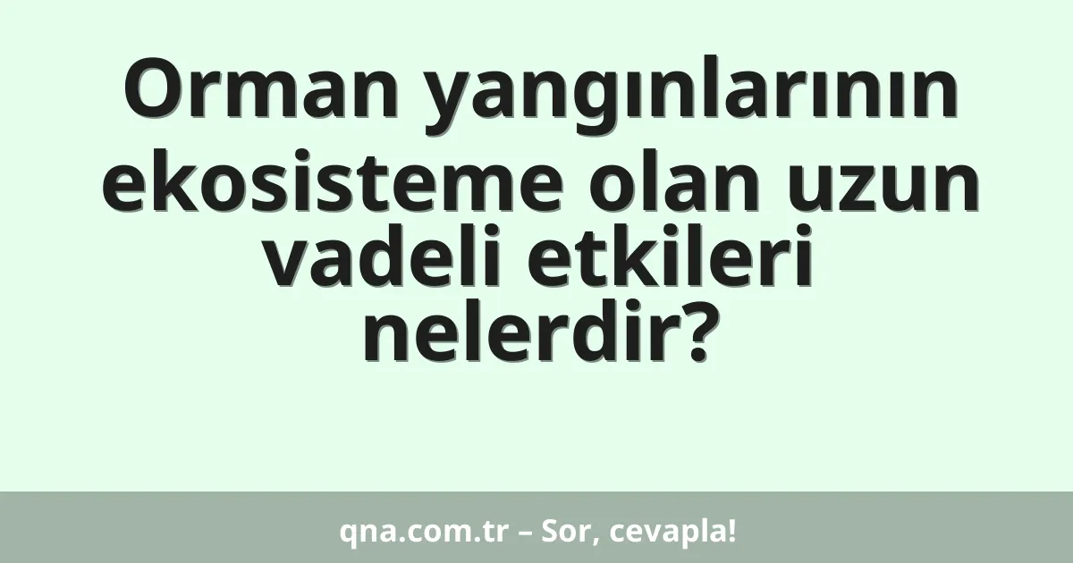 Orman yangınlarının ekosisteme olan uzun vadeli etkileri nelerdir?