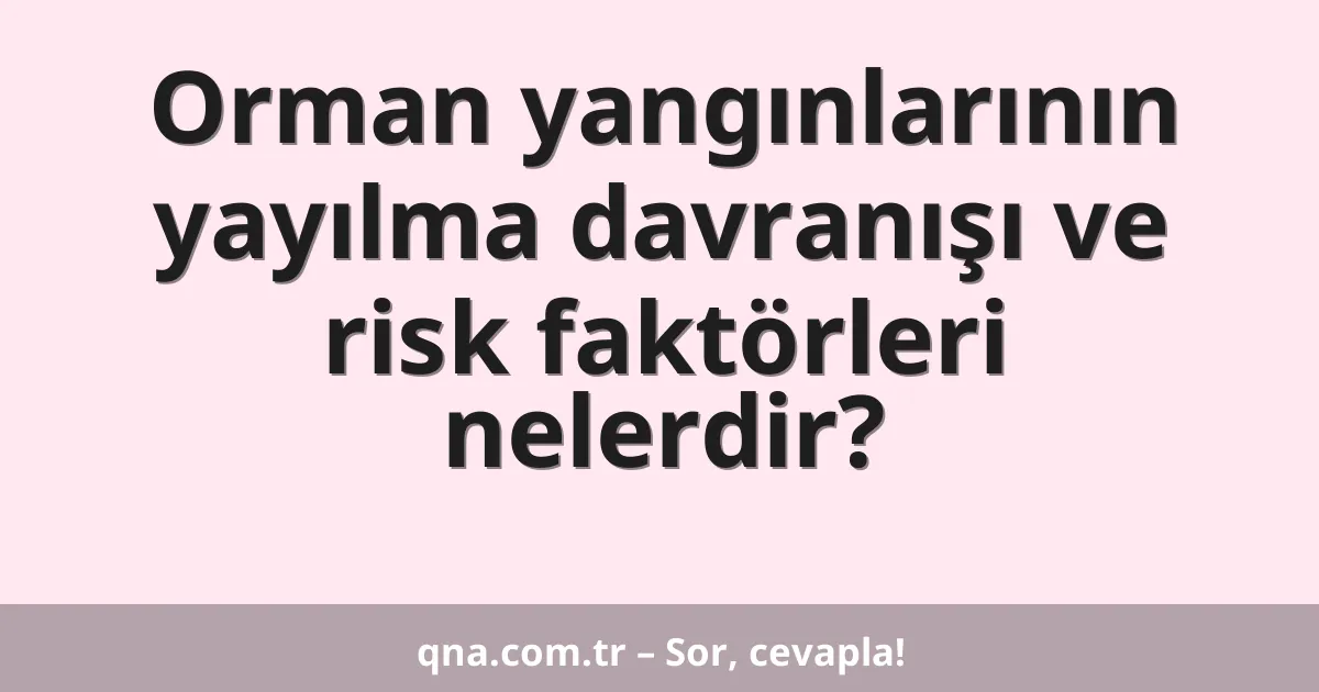 Orman yangınlarının yayılma davranışı ve risk faktörleri nelerdir?