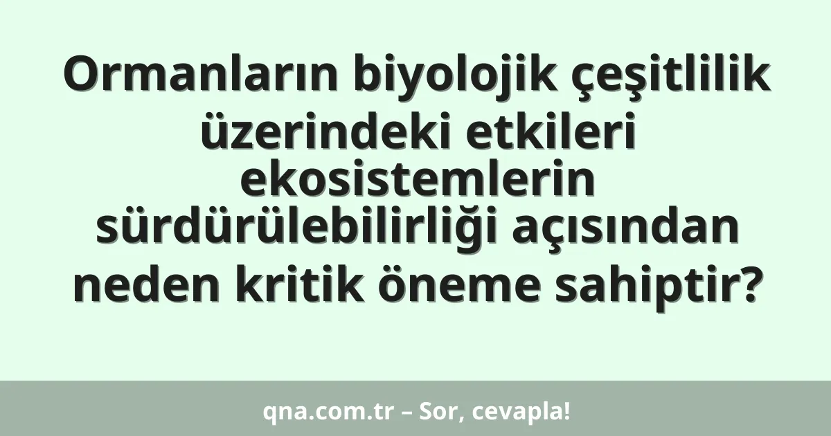 Ormanların biyolojik çeşitlilik üzerindeki etkileri ekosistemlerin sürdürülebilirliği açısından neden kritik öneme sahiptir?