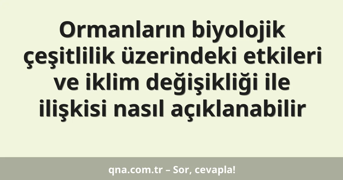 Ormanların biyolojik çeşitlilik üzerindeki etkileri ve iklim değişikliği ile ilişkisi nasıl açıklanabilir