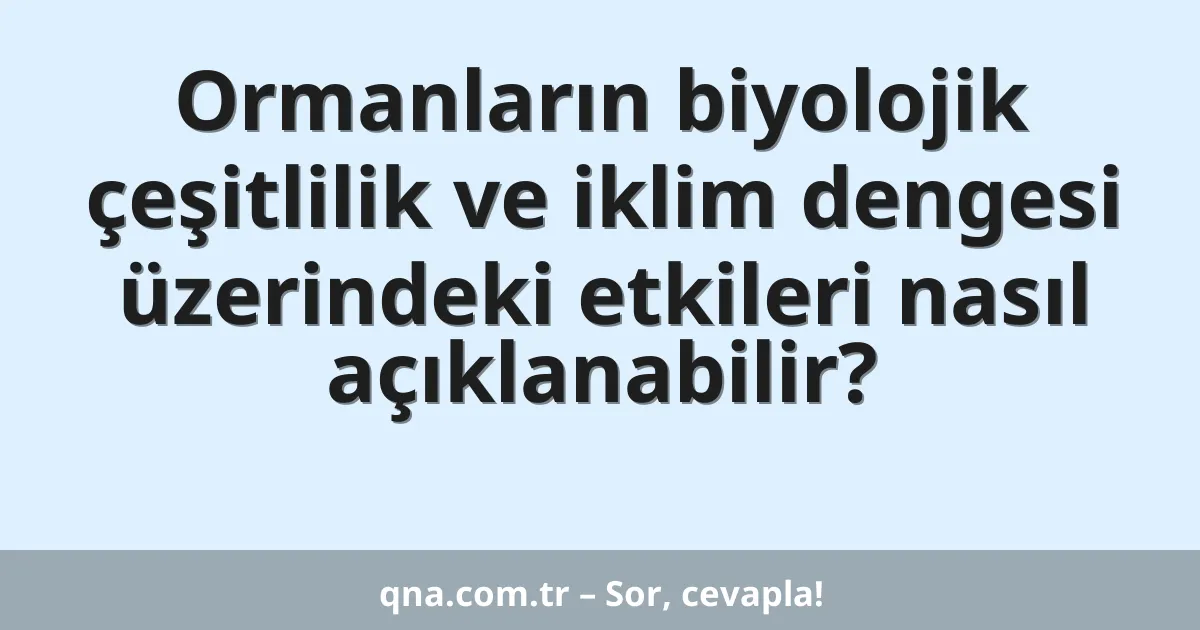Ormanların biyolojik çeşitlilik ve iklim dengesi üzerindeki etkileri nasıl açıklanabilir?