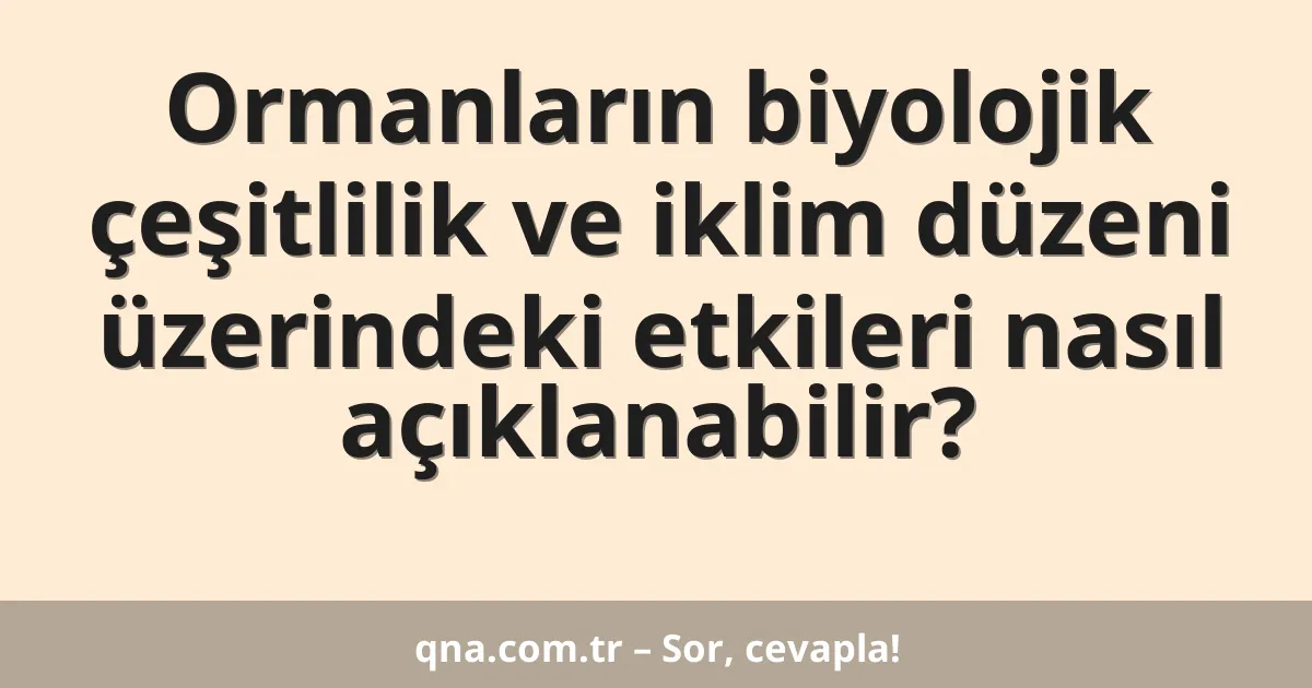 Ormanların biyolojik çeşitlilik ve iklim düzeni üzerindeki etkileri nasıl açıklanabilir?