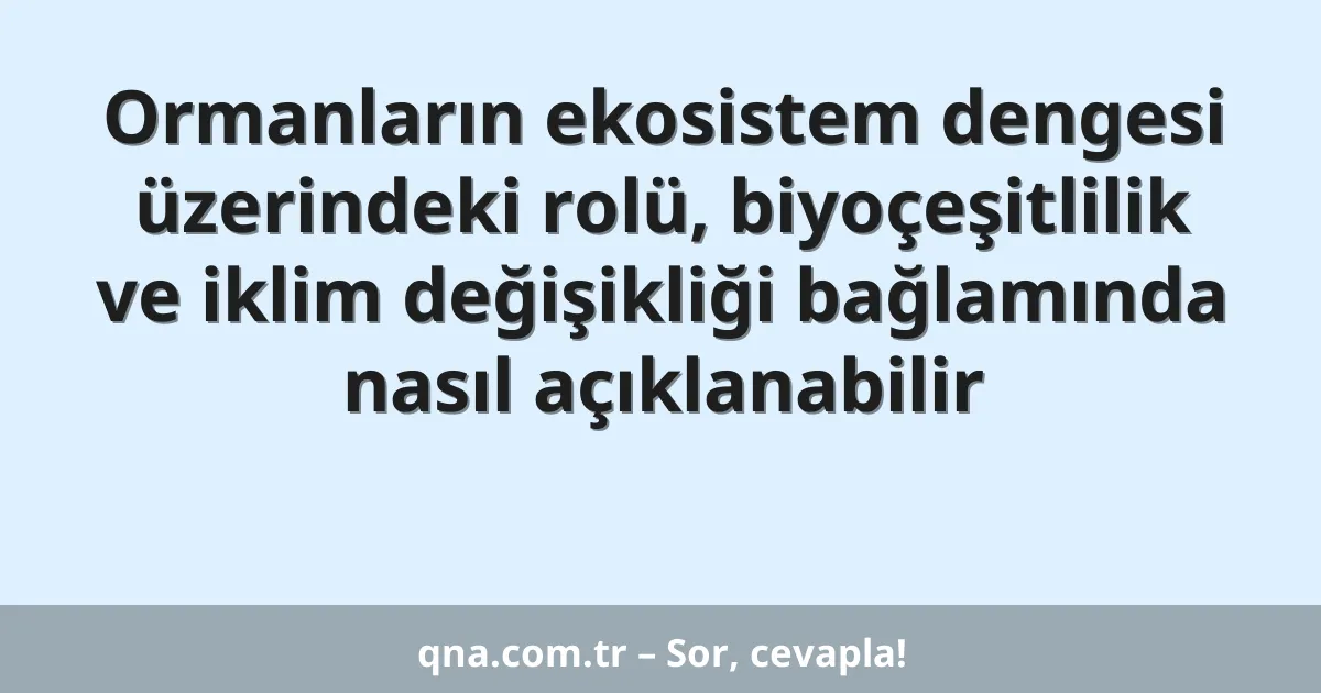 Ormanların ekosistem dengesi üzerindeki rolü, biyoçeşitlilik ve iklim değişikliği bağlamında nasıl açıklanabilir