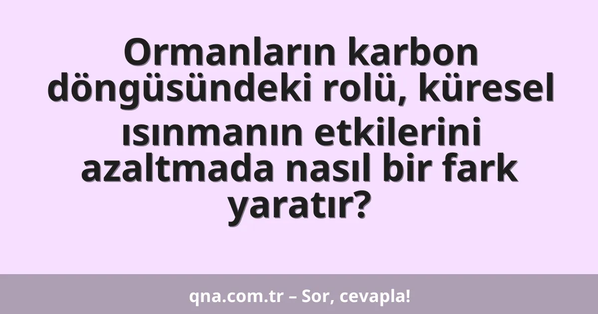 Ormanların karbon döngüsündeki rolü, küresel ısınmanın etkilerini azaltmada nasıl bir fark yaratır?